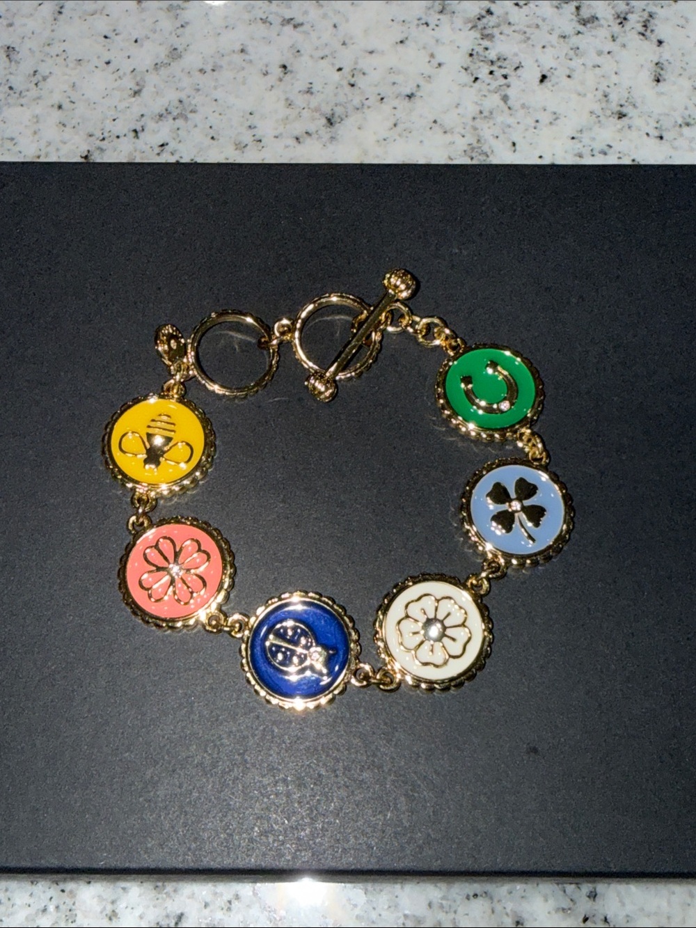 Talbots Gold-Tone Multicolor Enamel Charm Bracelet